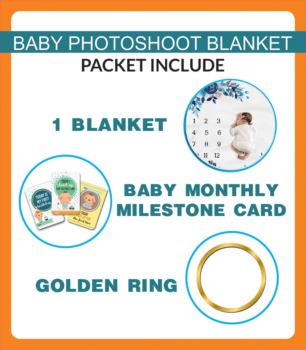 Baby Monthly Milestone Blanket | 1 to 12 Months | Best for Newborn Boy & Girl 