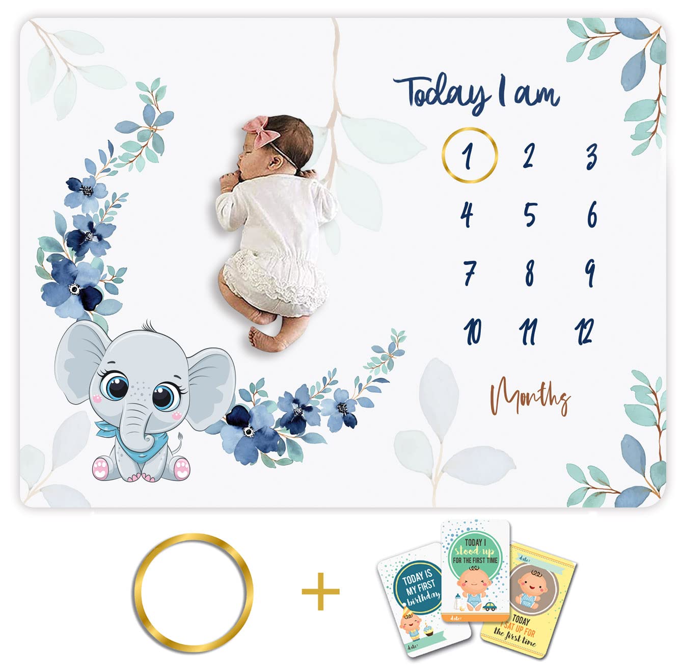 Baby Monthly Milestone Blanket | 1 to 12 Months | Best for Newborn Boy & Girl 