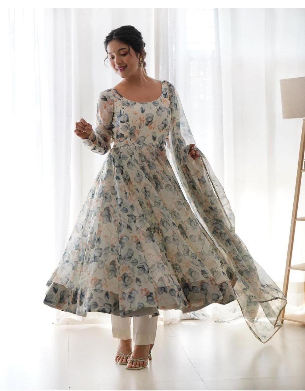 Tabby Organza Printed Anarkali Kurta Suit 