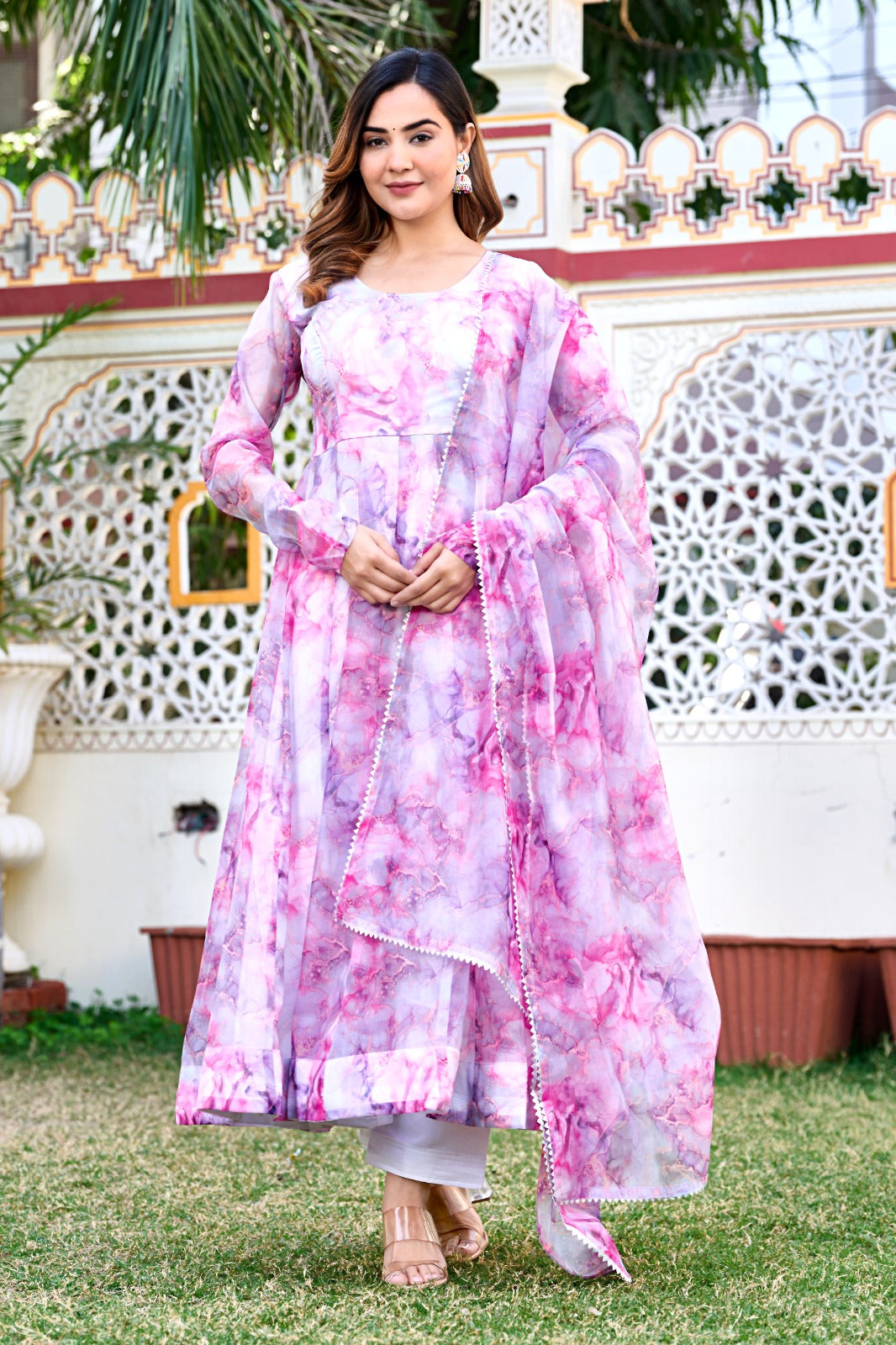 Multi Color Printed Anarkali Kurta Suit 