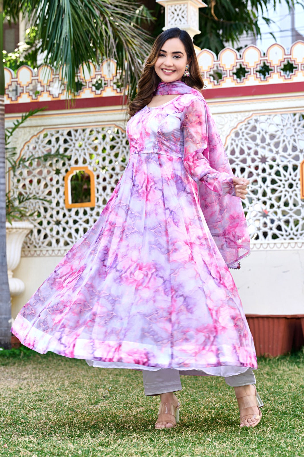 Multi Color Printed Anarkali Kurta Suit 