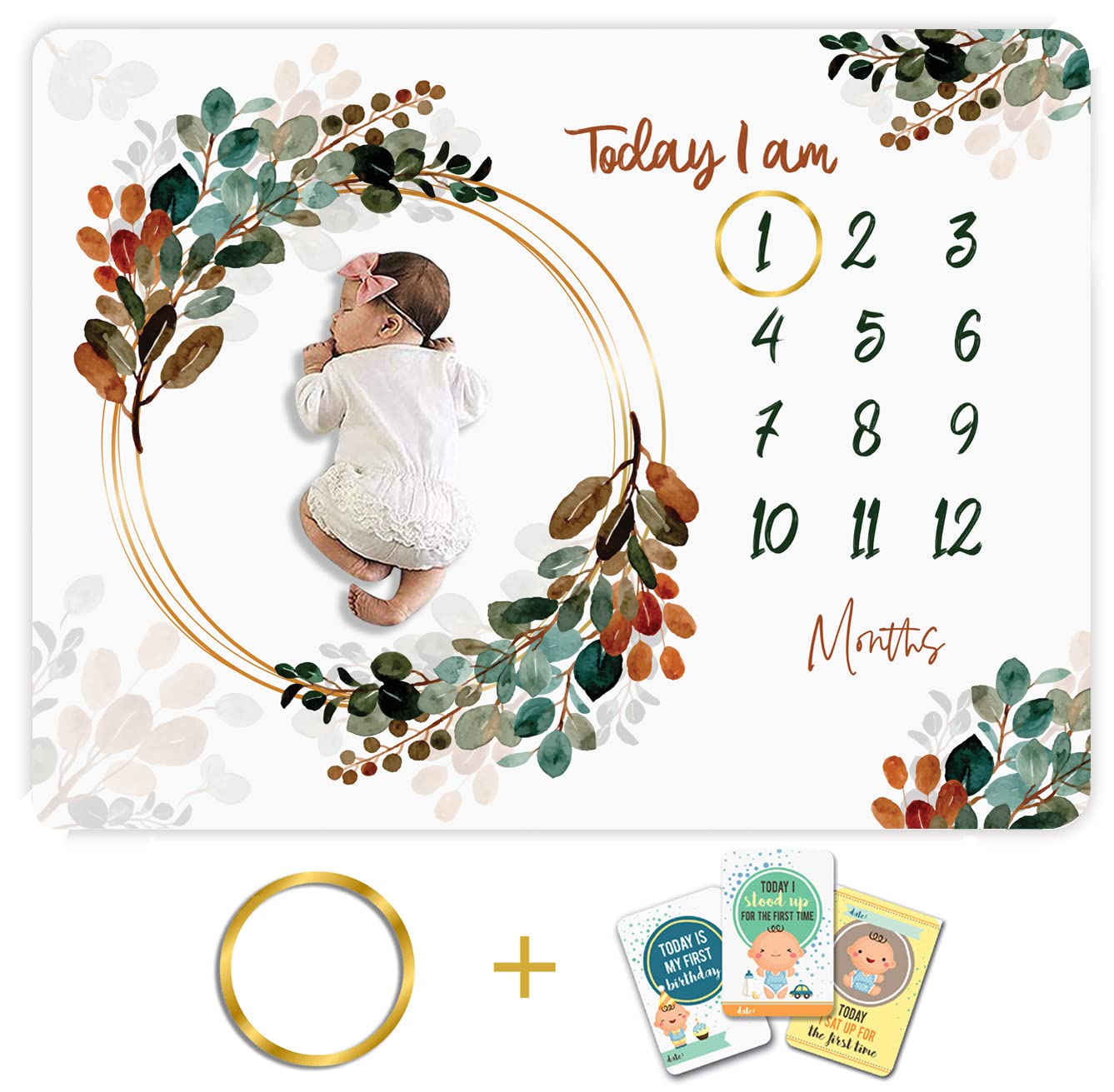 Baby Monthly Milestone Blanket | 1 to 12 Months | Best for Newborn Boy & Girl 