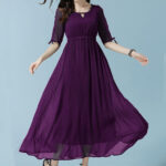 Purple Faux Blooming Staylish Kurti 