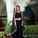 Womens Ethnics Black Anarkali Kurtaset With Dupatta 