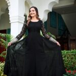 Womens Ethnics Black Anarkali Kurtaset With Dupatta 