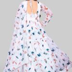 White Printed Georgette Anarkali Kurta Suit 