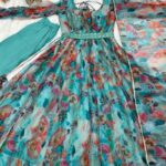 Blue Color Printed Anarkali Kurta Set 