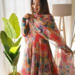 Red Color Printed Anarkali Kurta Set 