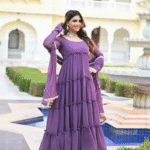 Purple Faux Georgette Blooming Anarkali Suit Set 