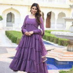 Purple Faux Georgette Blooming Anarkali Suit Set 