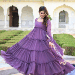 Purple Faux Georgette Blooming Anarkali Suit Set 