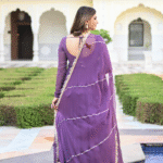 Purple Faux Georgette Blooming Anarkali Suit Set 
