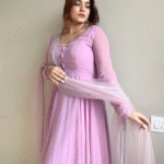 Pink Faux Georgette Heavy Flare Anarkali Kurta Sets 