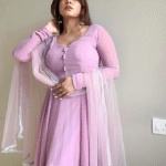 Pink Faux Georgette Heavy Flare Anarkali Kurta Sets 