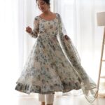 Tabby Organza Printed Anarkali Kurta Suit 