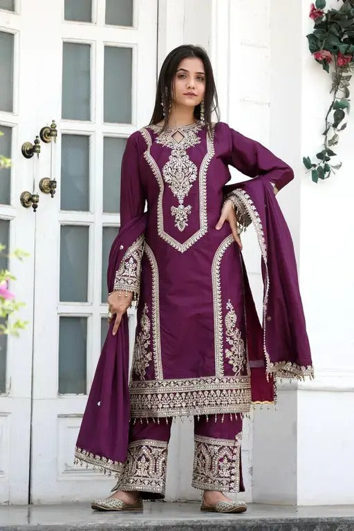 Plum Royale: Embroidered Elegance
