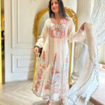 White Embrodery Work Straight Kurta Suit With Pant Set 