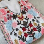 White Embrodery Work Straight Kurta Suit With Pant Set 