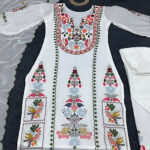 White Embrodery Work Straight Kurta Suit With Pant Set 