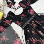 Black Color Printed Anarkali Kurta Set 