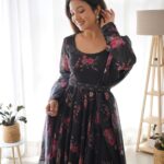 Black Color Printed Anarkali Kurta Set 