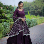Purple Color Sequence Embrodery Work Anarkali Kurta Set 