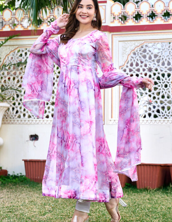 Multi Color Printed Anarkali Kurta Suit 