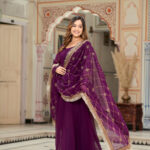 Purple Color Sequence Embrodery Work Anarkali Kurta Set 