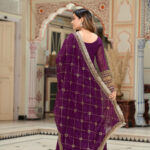 Purple Color Sequence Embrodery Work Anarkali Kurta Set 