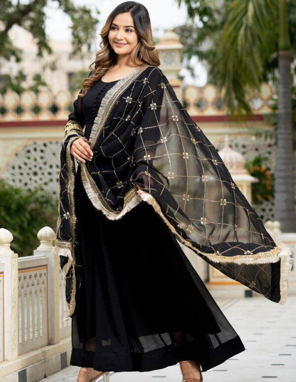 Black Color Sequence Embrodery Work Anarkali Kurta Set 