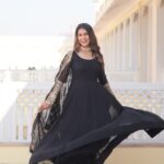 Black Faux Georgette Sequence Embroidery Work Full Flare Anarkali Suit 
