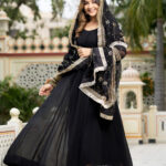 Black Color Sequence Embrodery Work Anarkali Kurta Set 