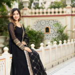 Black Color Sequence Embrodery Work Anarkali Kurta Set 