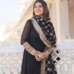 Black Faux Georgette Sequence Embroidery Work Full Flare Anarkali Suit 