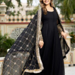 Black Color Sequence Embrodery Work Anarkali Kurta Set 