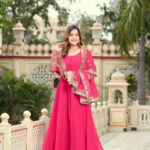 Rani Color Sequence Embrodery Work Anarkali Kurta Set 
