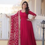 Rani Pink Faux Georgette Sequence Embroidery Work Full Flare Anarkali Suit 