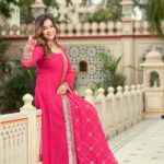 Rani Color Sequence Embrodery Work Anarkali Kurta Set 