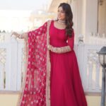 Rani Pink Faux Georgette Sequence Embroidery Work Full Flare Anarkali Suit 