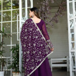 Purple Color Sequence Embrodery Work Anarkali Kurta Set 