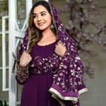 Purple Color Sequence Embrodery Work Anarkali Kurta Set 