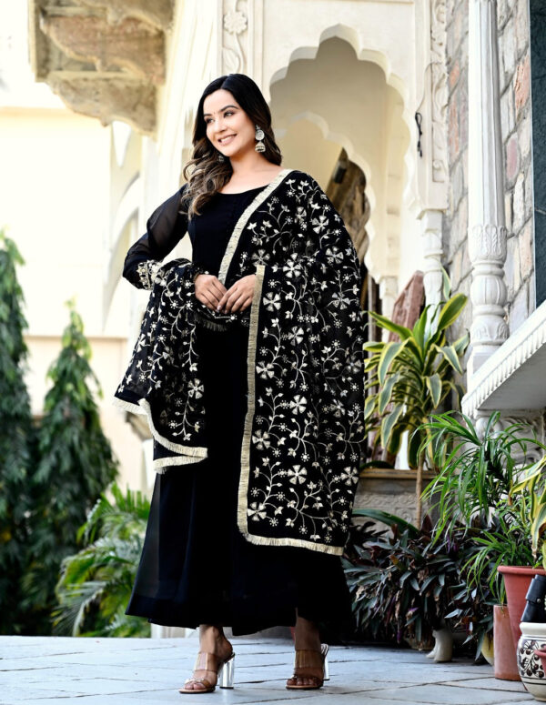 Black Color Sequence Embrodery Work Anarkali Kurta Set 
