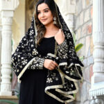 Black Color Sequence Embrodery Work Anarkali Kurta Set 