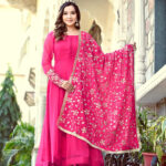 Rani Color Sequence Embrodery Work Anarkali Kurta Set 