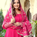 Rani Color Sequence Embrodery Work Anarkali Kurta Set 