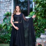 Trendy Black Sequence Embrodery Fox Blooming Georgette Lahenga Choli 