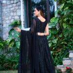 Trendy Black Sequence Embrodery Fox Blooming Georgette Lahenga Choli 