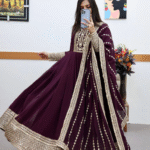 Fancy Sequence Coding Embrodery Work Anarkali Kurtaset With Dupatta 