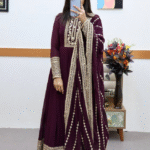 Fancy Sequence Coding Embrodery Work Anarkali Kurtaset With Dupatta 