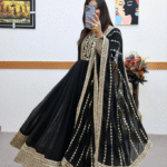 Fancy Sequence Coding Embrodery Work Anarkali Kurtaset With Dupatta 